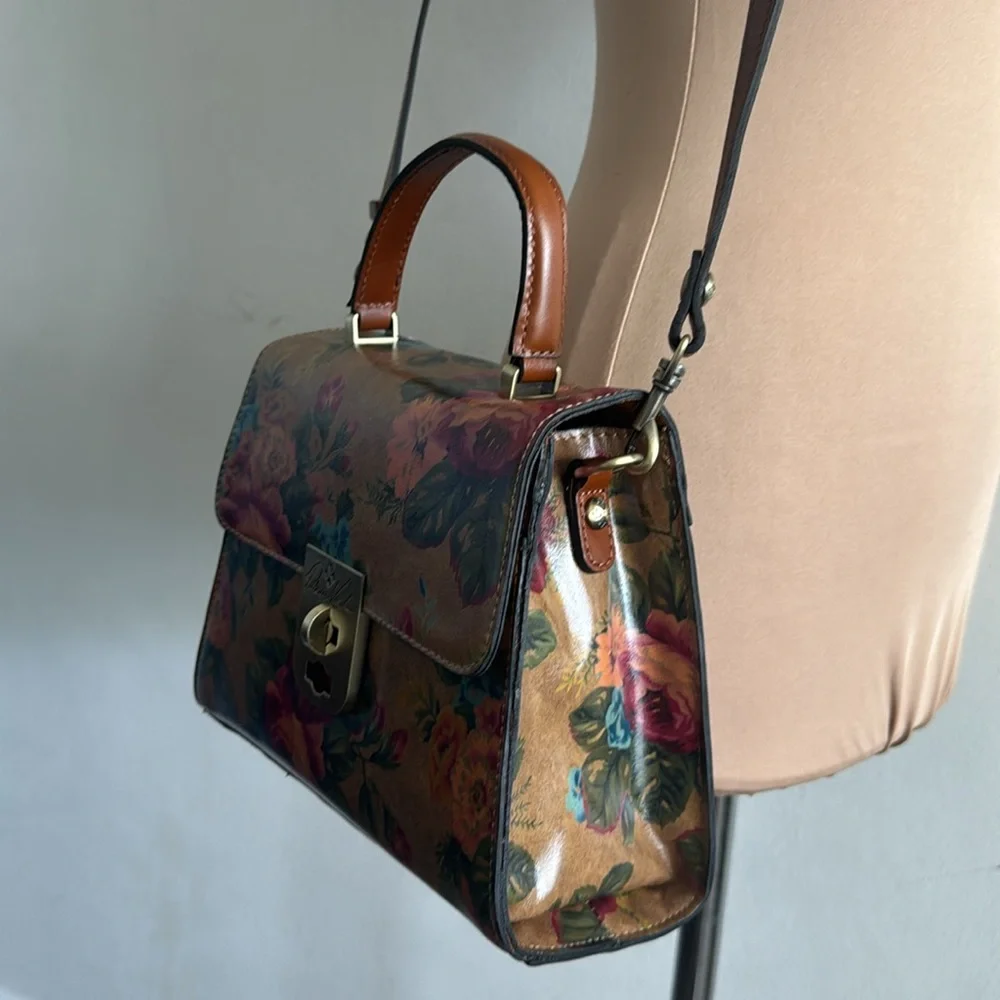 PATRICIA NASH Leather Chauny Top Handle Satchel Vintage Victorian Garden Xbody